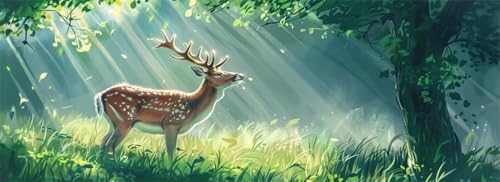 Malen Nach Zahlen Wald Malen Nach Zahlen Erwachsene Hirsch, 75x225 cm XXL Groß Acrylfarben Ölgemälde, DIY Malen Nach Zahlen Kinder Anfänger Paint by Numbers Set für Wand Dekor (Ohne Rahmen) -H539 von Kggyele