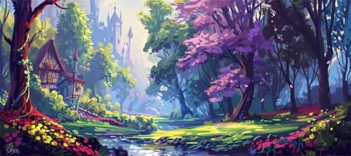 Malen Nach Zahlen Wald Malen Nach Zahlen Erwachsene Schloss, 150 X 75 cm XXL Groß Acrylfarben Ölgemälde, DIY Malen Nach Zahlen Kinder Anfänger Paint by Numbers Set für Wand Dekor (Ohne Rahmen) -H72 von Kggyele