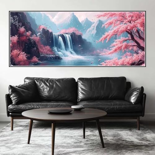 Malen Nach Zahlen Wasserfall Malen Nach Zahlen Erwachsene Landschaft, 225 X 90 cm XXL Groß Acrylfarben Ölgemälde, DIY Malen Nach Zahlen Kinder Anfänger Set Bastelset für Wand Dekor (Ohne Rahmen) -H307 von Kggyele