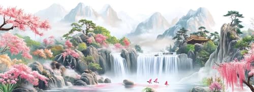 Malen Nach Zahlen Wasserfall Malen Nach Zahlen Erwachsene Landschaft, 45x135 cm XXL Groß Acrylfarben Ölgemälde, DIY Malen Nach Zahlen Kinder Anfänger Set Bastelset für Wand Dekor (Ohne Rahmen) -H843 von Kggyele