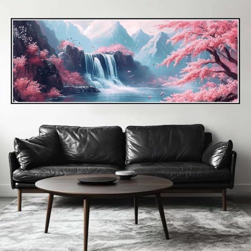 Malen Nach Zahlen Wasserfall Malen Nach Zahlen Erwachsene Landschaft, 55x165 cm XXL Groß Acrylfarben Ölgemälde, DIY Malen Nach Zahlen Kinder Anfänger Set Bastelset für Wand Dekor (Ohne Rahmen) -H307 von Kggyele