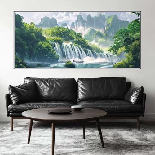 Malen Nach Zahlen Wasserfall Malen Nach Zahlen Erwachsene Wald, 90 X 45 cm XXL Groß Acrylfarben Ölgemälde, DIY Malen Nach Zahlen Kinder Anfänger Paint by Numbers Set für Wand Dekor (Ohne Rahmen)-H744 von Kggyele
