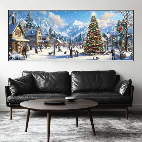 Malen Nach Zahlen Weihnachten Malen Nach Zahlen Erwachsene Dorf, 150 X 60 cm XXL Groß Acrylfarben Ölgemälde, DIY Malen Nach Zahlen Kinder Anfänger Set Bastelset für Wand Dekor (Ohne Rahmen) -H996 von Kggyele