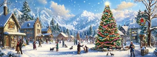 Malen Nach Zahlen Weihnachten Malen Nach Zahlen Erwachsene Dorf, 25x75 cm XXL Groß Acrylfarben Ölgemälde, DIY Malen Nach Zahlen Kinder Anfänger Paint by Numbers Set für Wand Dekor (Ohne Rahmen)-H996 von Kggyele