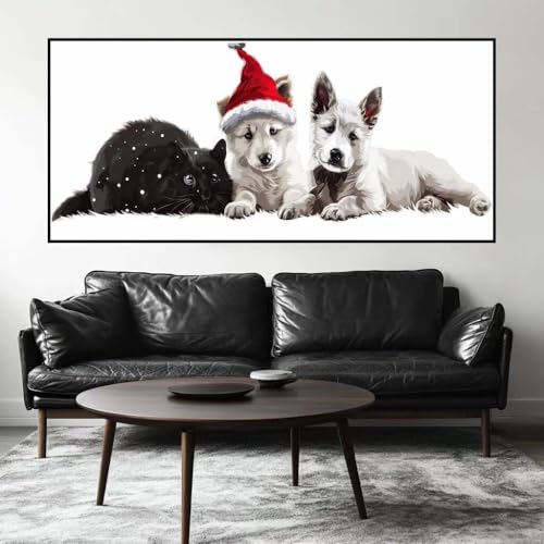 Malen Nach Zahlen Weihnachten Malen Nach Zahlen Erwachsene Hund, 150 X 75 cm XXL Groß Acrylfarben Ölgemälde, DIY Malen Nach Zahlen Kinder Anfänger Set Bastelset für Wand Dekor (Ohne Rahmen) -H749 von Kggyele