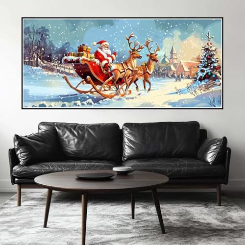 Malen Nach Zahlen Weihnachten Malen Nach Zahlen Erwachsene Winter, 90 X 45 cm XXL Groß Acrylfarben Ölgemälde, DIY Malen Nach Zahlen Kinder Anfänger Set Bastelset für Wand Dekor (Ohne Rahmen) -H597 von Kggyele