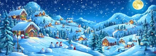 Malen Nach Zahlen Winter Malen Nach Zahlen Erwachsene Dorf, 85x255 cm XXL Groß Acrylfarben Ölgemälde, DIY Malen Nach Zahlen Kinder Anfänger Paint by Numbers Set für Wand Dekor (Ohne Rahmen) -H824 von Kggyele