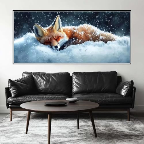 Malen Nach Zahlen Winter Malen Nach Zahlen Erwachsene Fuchs, 70 X 35 cm XXL Groß Acrylfarben Ölgemälde, DIY Malen Nach Zahlen Kinder Anfänger Paint by Numbers Set für Wand Dekor (Ohne Rahmen) -H695 von Kggyele