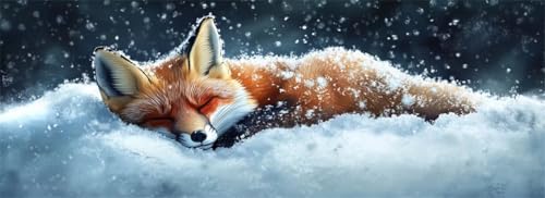 Malen Nach Zahlen Winter Malen Nach Zahlen Erwachsene Fuchs, 85x255 cm XXL Groß Acrylfarben Ölgemälde, DIY Malen Nach Zahlen Kinder Anfänger Paint by Numbers Set für Wand Dekor (Ohne Rahmen) -H695 von Kggyele