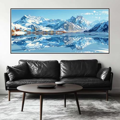 Malen Nach Zahlen Winter Malen Nach Zahlen Erwachsene Landschaft, 190 X 95 cm XXL Groß Acrylfarben Ölgemälde, DIY Malen Nach Zahlen Kinder Anfänger Set Bastelset für Wand Dekor (Ohne Rahmen) -H663 von Kggyele