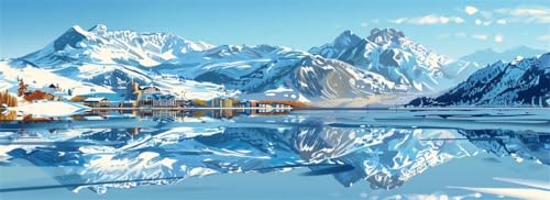 Malen Nach Zahlen Winter Malen Nach Zahlen Erwachsene Landschaft, 85x255 cm XXL Groß Acrylfarben Ölgemälde, DIY Malen Nach Zahlen Kinder Anfänger Set Bastelset für Wand Dekor (Ohne Rahmen) -H663 von Kggyele