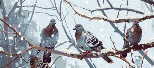 Malen Nach Zahlen Winter Malen Nach Zahlen Erwachsene Vogel, 190 X 95 cm XXL Groß Acrylfarben Ölgemälde, DIY Malen Nach Zahlen Kinder Anfänger Paint by Numbers Set für Wand Dekor (Ohne Rahmen) -H162 von Kggyele