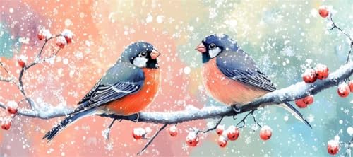Malen Nach Zahlen Winter Malen Nach Zahlen Erwachsene Vogel, 50 X 25 cm XXL Groß Acrylfarben Ölgemälde, DIY Malen Nach Zahlen Kinder Anfänger Paint by Numbers Set für Wand Dekor (Ohne Rahmen) -H348 von Kggyele