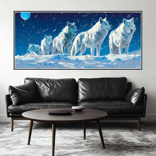 Malen Nach Zahlen Winter Malen Nach Zahlen Erwachsene Wolf, 190 X 95 cm XXL Groß Acrylfarben Ölgemälde, DIY Malen Nach Zahlen Kinder Anfänger Paint by Numbers Set für Wand Dekor (Ohne Rahmen) -H564 von Kggyele