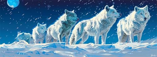 Malen Nach Zahlen Winter Malen Nach Zahlen Erwachsene Wolf, 55x165 cm XXL Groß Acrylfarben Ölgemälde, DIY Malen Nach Zahlen Kinder Anfänger Paint by Numbers Set für Wand Dekor (Ohne Rahmen) -H564 von Kggyele