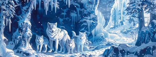 Malen Nach Zahlen Winter Malen Nach Zahlen Erwachsene Wolf, 75x225 cm XXL Groß Acrylfarben Ölgemälde, DIY Malen Nach Zahlen Kinder Anfänger Paint by Numbers Set für Wand Dekor (Ohne Rahmen) -H675 von Kggyele