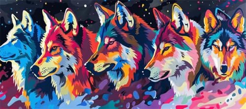 Malen Nach Zahlen Wolf Malen Nach Zahlen Erwachsene Tier, 130 X 65 cm XXL Groß Acrylfarben Ölgemälde, DIY Malen Nach Zahlen Kinder Anfänger Paint by Numbers Adult Set für Wand Dekor (Ohne Rahmen) -H35 von Kggyele