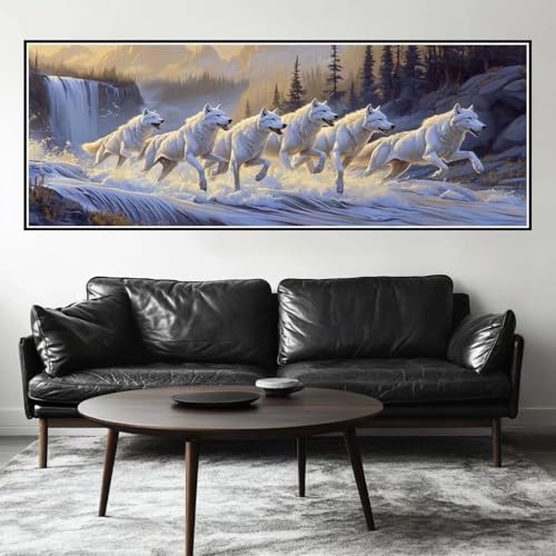 Malen Nach Zahlen Wolf Malen Nach Zahlen Erwachsene Wal, 25x75 cm XXL Groß Acrylfarben Ölgemälde, DIY Malen Nach Zahlen Kinder Anfänger Paint by Numbers Adult Set für Wand Dekor (Ohne Rahmen) -H319 von Kggyele
