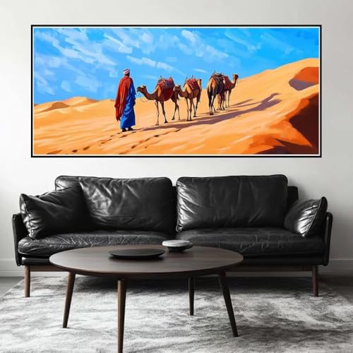 Malen Nach Zahlen Wüste Malen Nach Zahlen Erwachsene Kamel, 190 X 95 cm XXL Groß Acrylfarben Ölgemälde, DIY Malen Nach Zahlen Kinder Anfänger Paint by Numbers Set für Wand Dekor (Ohne Rahmen) -H484 von Kggyele