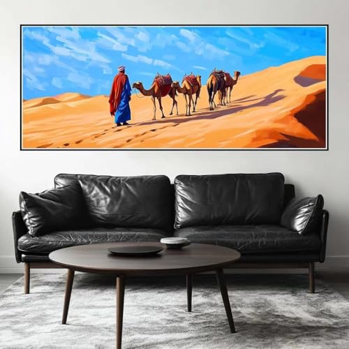 Malen Nach Zahlen Wüste Malen Nach Zahlen Erwachsene Kamel, 75 X 30 cm XXL Groß Acrylfarben Ölgemälde, DIY Malen Nach Zahlen Kinder Anfänger Paint by Numbers Set für Wand Dekor (Ohne Rahmen) -H484 von Kggyele