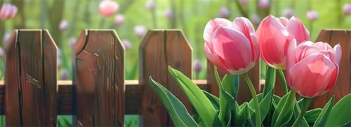 Malen Nach Zahlen Zaun Malen Nach Zahlen Erwachsene Tulpe, 75x225 cm XXL Groß Acrylfarben Ölgemälde, DIY Malen Nach Zahlen Kinder Anfänger Paint by Numbers Set für Wand Dekor (Ohne Rahmen) -H604 von Kggyele