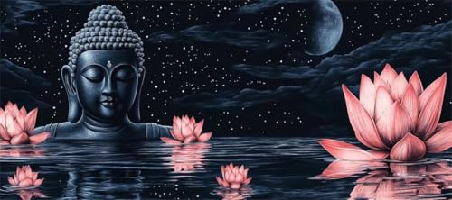 Malen Nach Zahlen Zen Malen Nach Zahlen Erwachsene Lotus, 70 X 35 cm XXL Groß Acrylfarben Ölgemälde, DIY Malen Nach Zahlen Kinder Anfänger Paint by Numbers Adult Set für Wand Dekor (Ohne Rahmen) -H384 von Kggyele