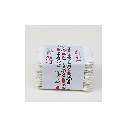 Khadi Papers - Handgefertigte Visitenkartengröße (5 cm x 8 cm), Papier – Weiß – 150 g/m² – 100 Blatt von Khadi