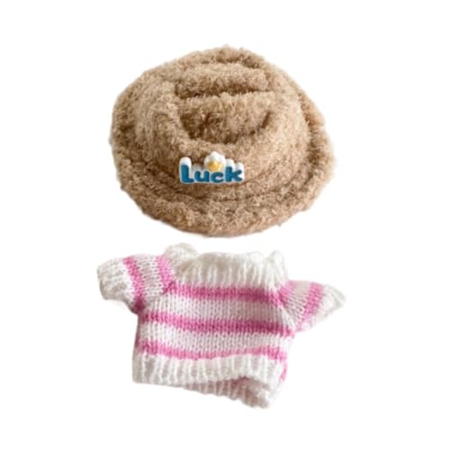 KiBcsLic 2 Stück Puppenpullover mit Streifen Und Mütze, Handgefertigte Kleidung, Kostüm Outfits für 15–17 cm Große Puppen, Gelb von KiBcsLic