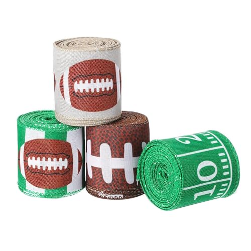 KiBcsLic 4 Stück Sport Gridiron Band Zum Verpacken von Geschenken, Basteln Und Nähen von Kränzen von KiBcsLic