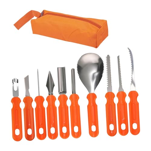 KiBcsLic 7 Stück Kürbis Schnitzwerkzeug set Schnitzmesser Kürbisschablonen Edelstahl Dekorationswerkzeuge Aufbewahrungstasche für Kinder Erwachsene, 10 Stück KiBcsLic 7 Stück Kürbis Schnitzwerkzeug set Schnitzmesser Kürbisschablonen Edelstahl Dekorationswerkzeuge Aufbewahrungstasche für Kinder Erwachsene, 10 Stück von KiBcsLic