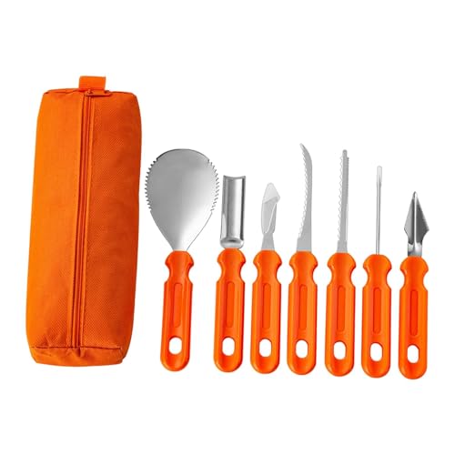 KiBcsLic 7 Stück Kürbis Schnitzwerkzeug set Schnitzmesser Kürbisschablonen Edelstahl Dekorationswerkzeuge Aufbewahrungstasche für Kinder Erwachsene, 7 Stück KiBcsLic 7 Stück Kürbis Schnitzwerkzeug set Schnitzmesser Kürbisschablonen Edelstahl Dekorationswerkzeuge Aufbewahrungstasche für Kinder Erwachsene, 7 Stück von KiBcsLic