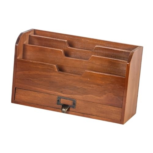 KiBcsLic Desktop-Briefständer im Vintage-Stil, Aktenbriefständer, Mehrzweck-Aufbewahrungsständer aus Holz für Zeitschriften, Dokumente, Zeitungen, Bücher, Braun KiBcsLic Desktop-Briefständer im Vintage-Stil, Aktenbriefständer, Mehrzweck-Aufbewahrungsständer aus Holz für Zeitschriften, Dokumente, Zeitungen, Bücher, Braun von KiBcsLic