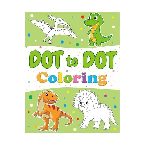KiBcsLic Dot To Dot Malbuch Kinder Zeichenbuch Cartoon Papiermaterial Zählübungen Kreativität für Vorschule Kindergarten Eltern Kind Aktivität, Dinosaur von KiBcsLic