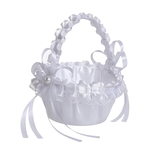 KiBcsLic Hochzeit Blumenmädchen Korb Organizer Weihnachtsfest mit Bowknot Spitze KiBcsLic Hochzeit Blumenmädchen Korb Organizer Weihnachtsfest mit Bowknot Spitze von KiBcsLic