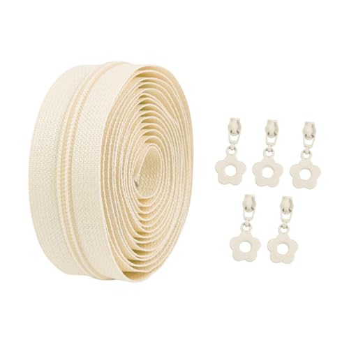KiBcsLic Nylon Spiralreißverschlüsse, Leichte Reißverschlusskette mit Ersatzschiebern Zum Basteln, Beige von KiBcsLic