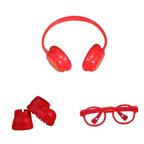 KiBcsLic Puppenstiefeletten für Regen, DIY Zubehör mit Kopfhörern Und Brille für 17cm Puppen, Rot KiBcsLic Puppenstiefeletten für Regen, DIY Zubehör mit Kopfhörern Und Brille für 17cm Puppen, Rot von KiBcsLic
