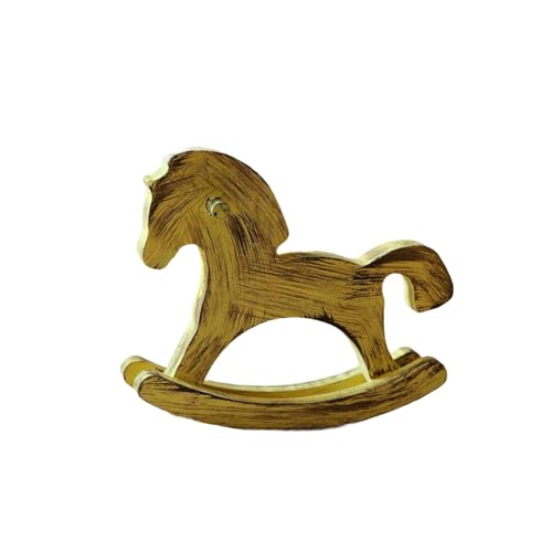 KiBcsLic Schaukelpferd Holzfigur Dekoration Statue Als Tischmittelstück mit Feiner Oberfläche Aus Holzmaterial für Regale Tische Und Als Kreatives Geschenk, Gelb von KiBcsLic
