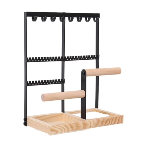 KiBcsLic Schmuck Halsketten Ohr Display mit Tablett Aufbewahrung, Ohrhalter, Modischer Halskettenhalter, Schmuckständer für Anhänger, Beige von KiBcsLic