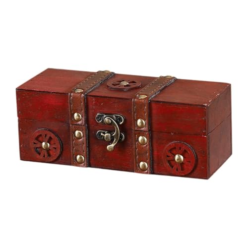 KiBcsLic Schmuckschatulle Aus Holz, Schmuck Organizer, Behälter, Holz, Schatzkiste für Anhänger, Rot von KiBcsLic