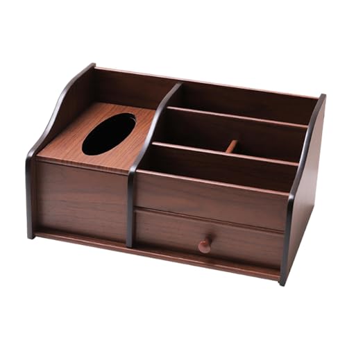 KiBcsLic Schreibtisch Organizer Aus Holz mit Schublade, Kommode, Schreibtisch Zubehör, Taschentuchbox Halter von KiBcsLic
