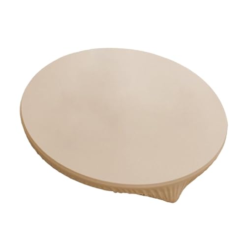 KiBcsLic Tischdecke, Elastisch, Passend für Öl Und Staub, Einfache Tischdecke Aus PU, Schutz für Terrasse Und Esszimmer, Beige Durchmesser 90 cm von KiBcsLic