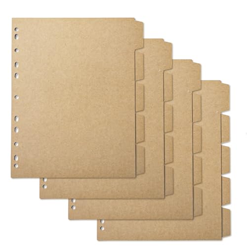 Trennblätter aus Kraftpapier, 21,6 x 27,9 cm, mit 5 Tabs, 20 Blatt Registerkarten für 2/3/4-Ringbuch, ideal für Schule, Büro, Zuhause, Akten Trennblätter aus Kraftpapier, 21,6 x 27,9 cm, mit 5 Tabs, 20 Blatt Registerkarten für 2/3/4-Ringbuch, ideal für Schule, Büro, Zuhause, Akten von KiDEPOCH