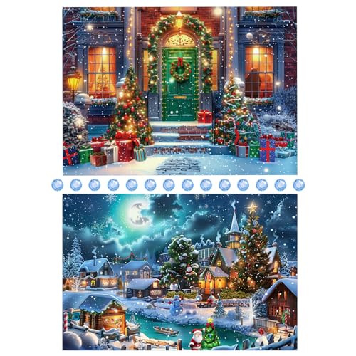 KiKiHong 2 Stück Diamond Painting Weihnachten,Diamond Painting Erwachsene,DIY Diamond Art Winter Diamant Malerei Set für Wohnzimmer Wand Dekoration(30 * 40cm) von KiKiHong