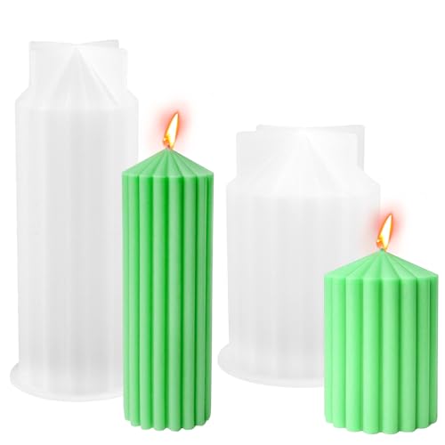 KiKiHong 2 Stück Kerzen Formen Silikon,3D Kerzengießformen aus Silikon Zylinder,Kerzenformen zum Gießen,DIY Aroma-Kerze Seife Epoxidharzform Basteln von KiKiHong