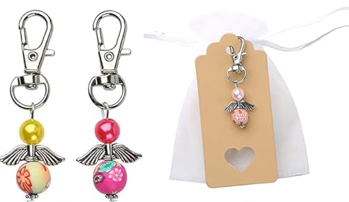 KiKiHong 32 Stück Schutzengel Anhänger,Gastgeschenke Hochzeit Schutzengel Schlüsselanhänger für Hochzeit Taufe Weihnachten,Kommunion,Geburtstag von KiKiHong