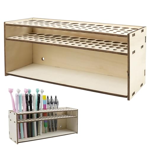 KiKiHong Pinselhalter Malerei Holz Pinsel Aufbewahrung Organizer 67 Loch Pinselhalter Kosmetik Multifunktions-Lagerregal Abnehmbar Künstler Geschenk von KiKiHong