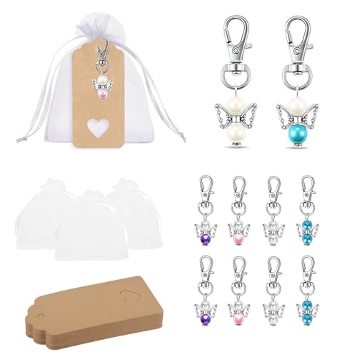 KiKiHong Schutzengel Anhänger 32 Stück Gastgeschenke Hochzeit/Taufe/Kommunion mit Kraftpapier & Organzabeutel für Konfirmation,Geburtstag,Weihnachten Geschenk von KiKiHong