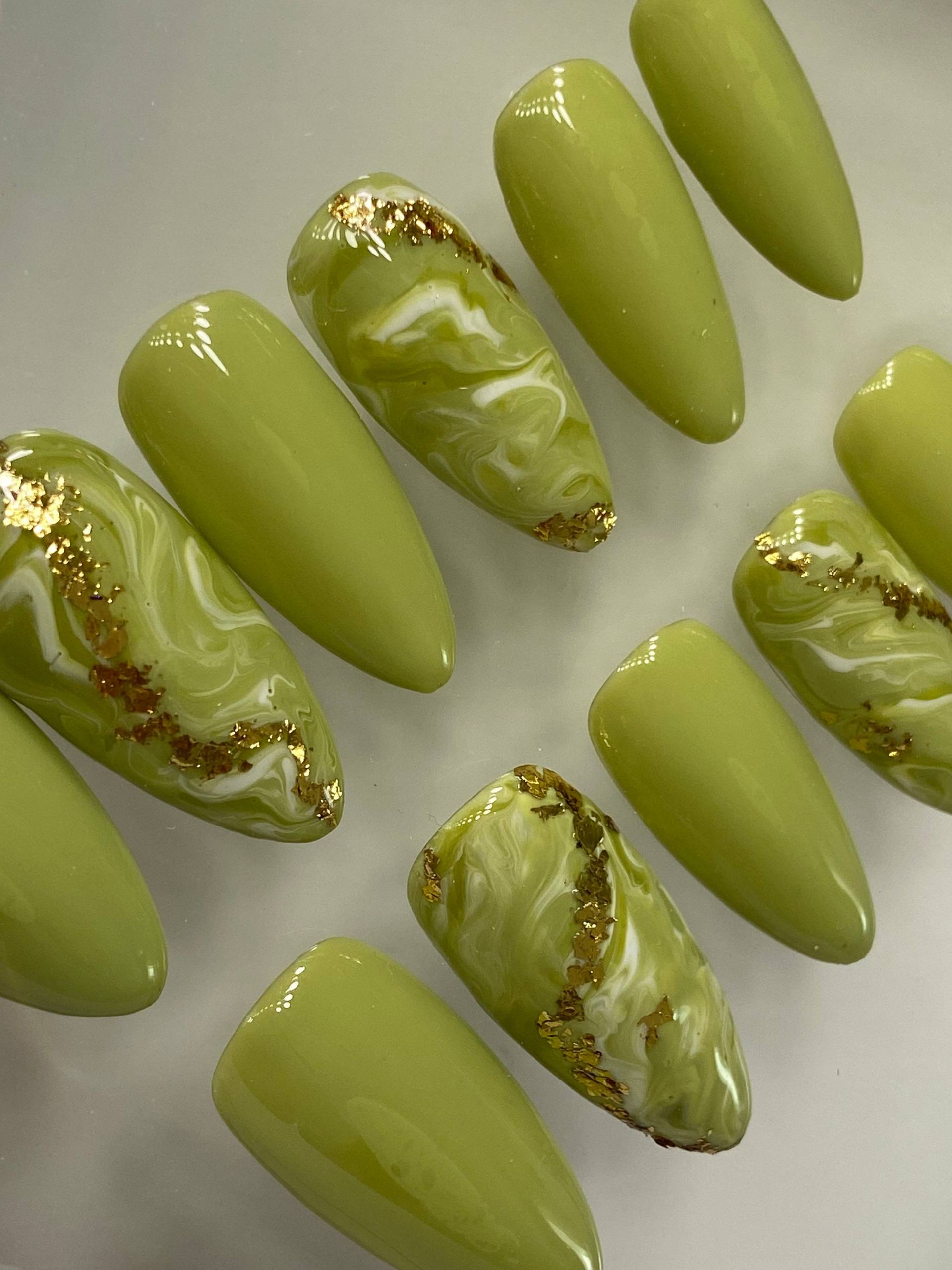 Jade Grün Marmor Druck Auf Nägel 10 Stk Jade Grün Marmor Druck Auf Nägel 10 Stk von KiNailedIt