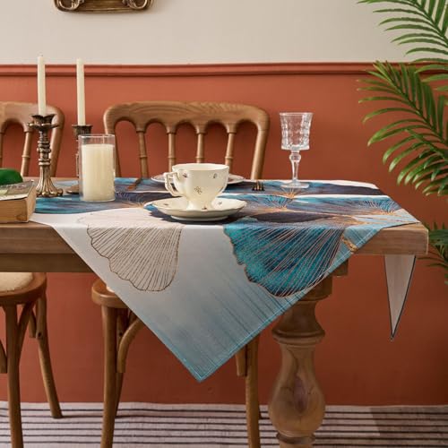Kiatuniya Tischdecke Modern Blau Grün Petrol Gold Ginkgo Biloba Herbst Tischtuch Wohnzimmer Deko Eckig Mitteldecke Tischdecken Türkis Vintage Tischtuch für Küchentisch Esstisch 85x85cm Kiatuniya Tischdecke Modern Blau Grün Petrol Gold Ginkgo Biloba Herbst Tischtuch Wohnzimmer Deko Eckig Mitteldecke Tischdecken Türkis Vintage Tischtuch für Küchentisch Esstisch 85x85cm von Kiatuniya