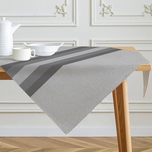Kiatuniya Tischdecke Streifen Grau Mitteldecke Modern Winter Tischtuch Vintage Abwaschbar Tischdecken Landhausstil für Frühling Herbst Küche Tischdeko Party Dekor 85x85 cm Kiatuniya Tischdecke Streifen Grau Mitteldecke Modern Winter Tischtuch Vintage Abwaschbar Tischdecken Landhausstil für Frühling Herbst Küche Tischdeko Party Dekor 85x85 cm von Kiatuniya
